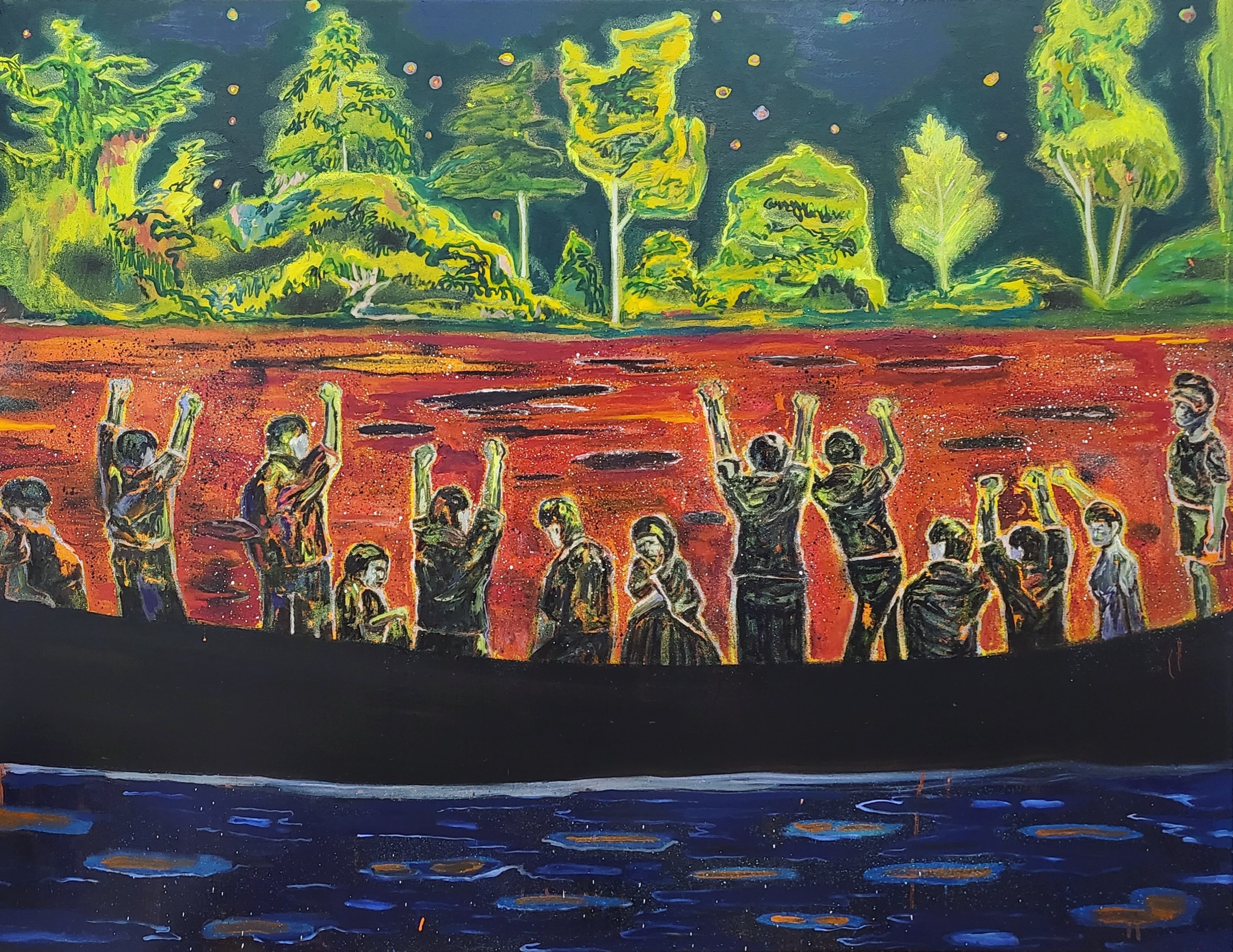 Escaped.91 x 116 cm.Oil and acrylic on canvas. 2022