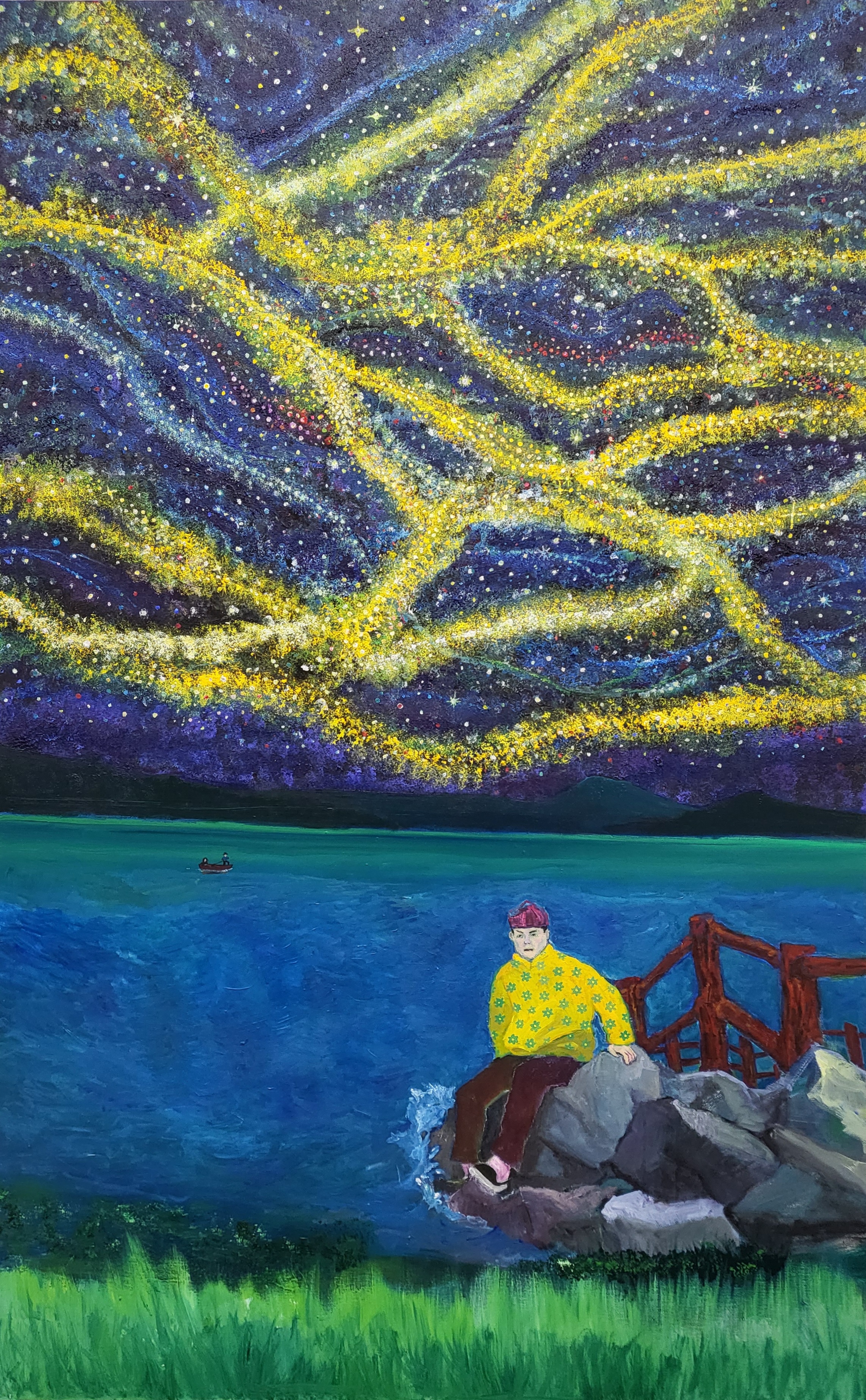 Milky way. 162 x 97 cm.Oil and acrylic on canvas. 2023