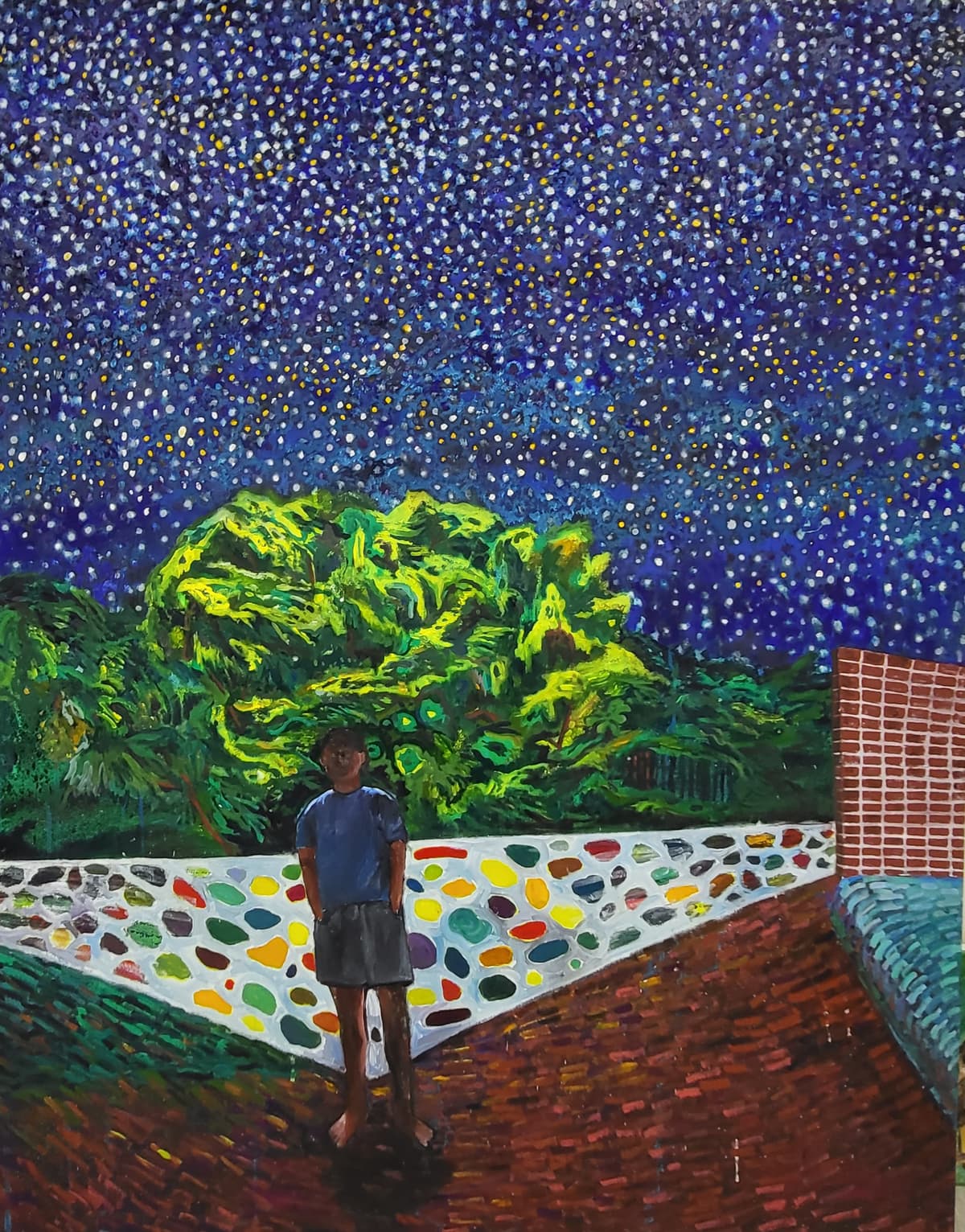 Under the stars. 116 x 91 cm. Mixed media. 2023